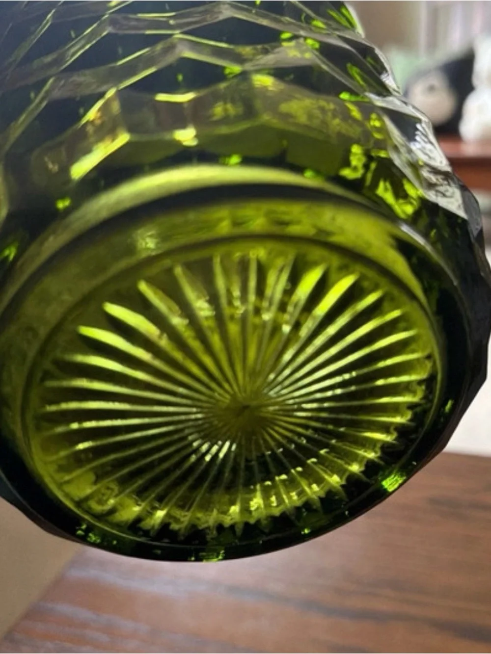 Green Textured Glass Goblets - small glasses and tall